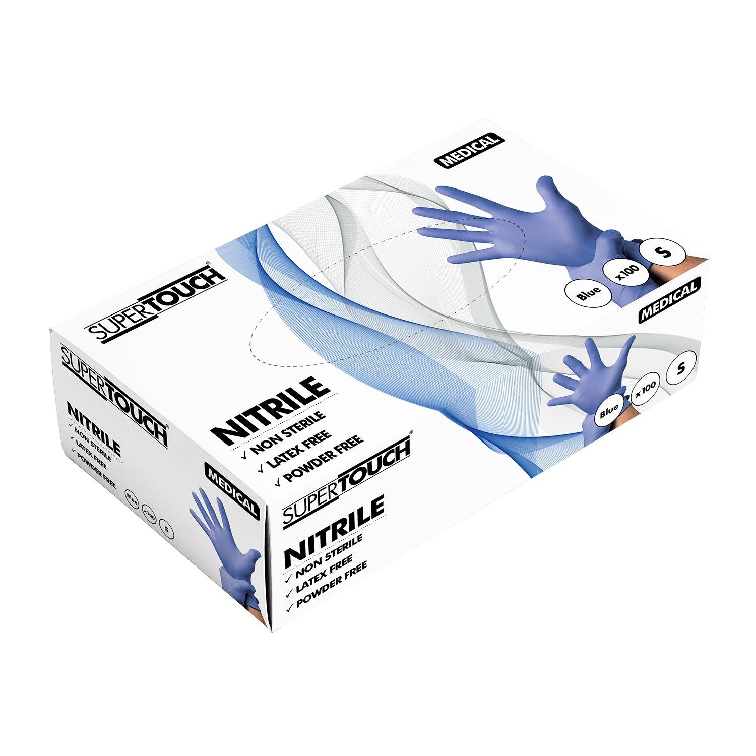 NITRILE POWDERFREE GLOVES BLUE BOX 100