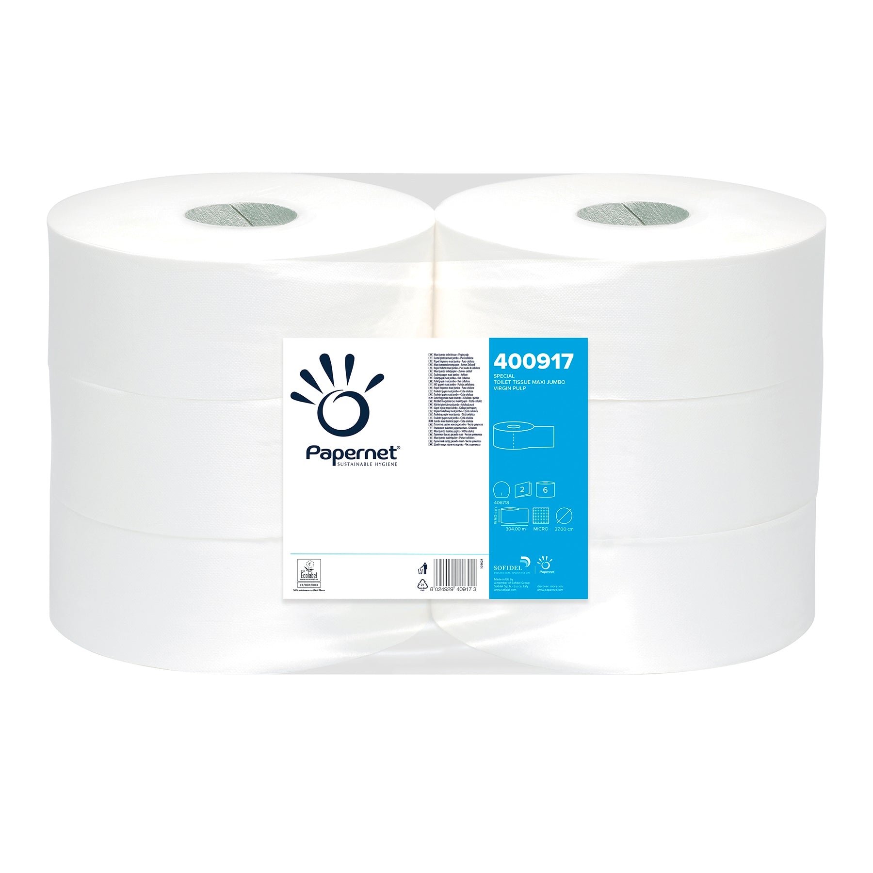 PAPERNET MAXI JUMBO 2PLY, 76MM CORE, 6X304M