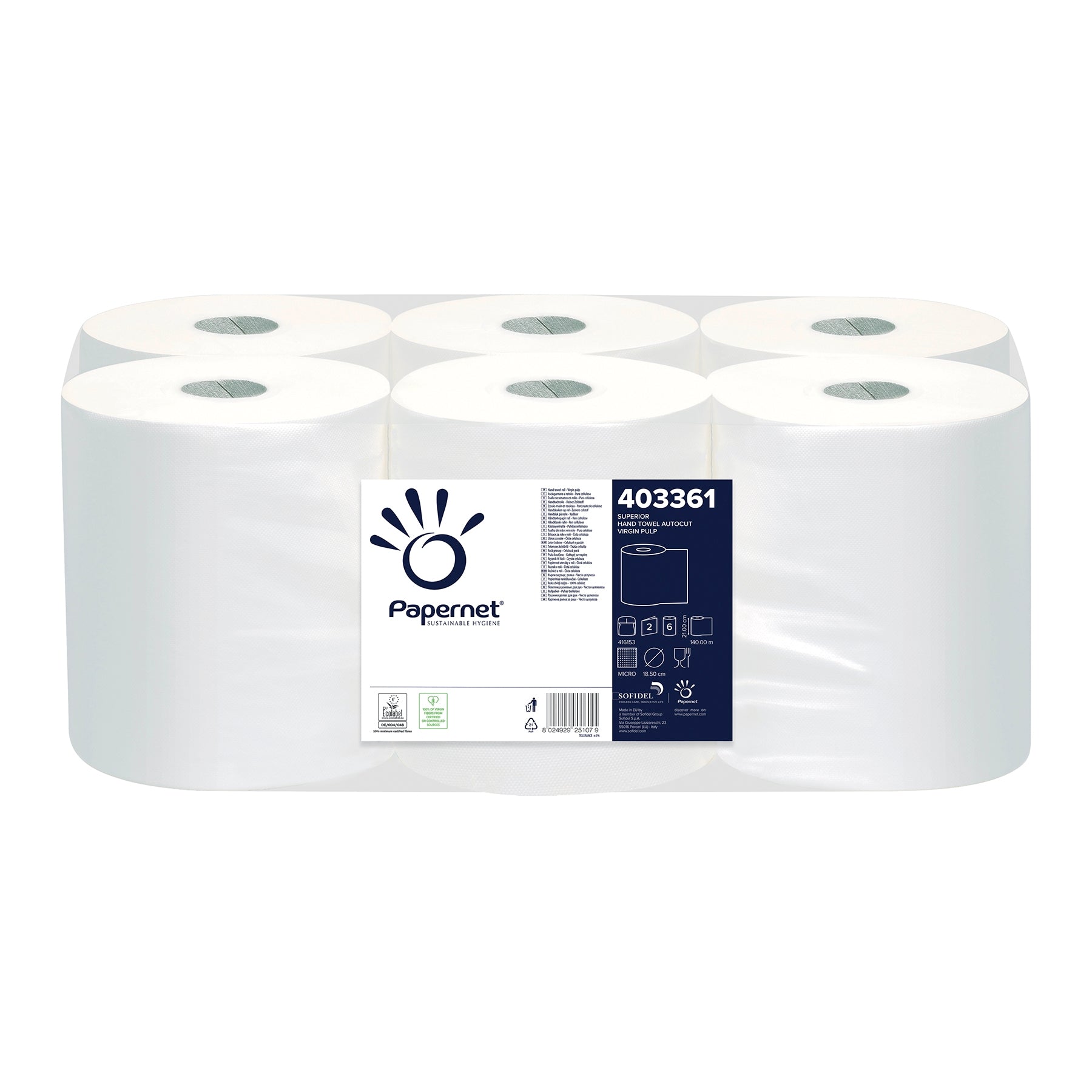 PAPERNET AUTOCUT ROLL, 2 PLY WHITE 6X140M
