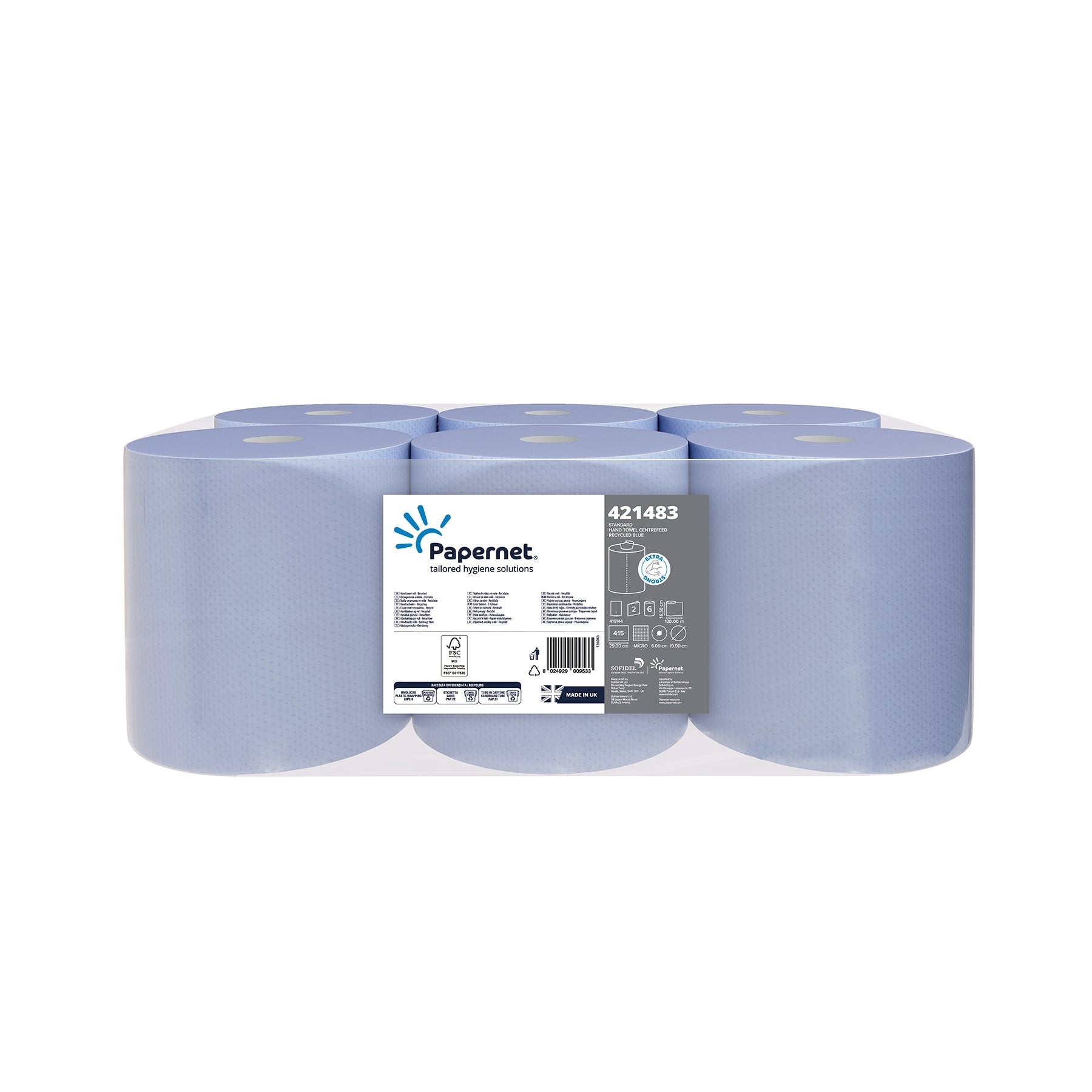 PAPERNET FSC BLUE CENTREFEED 2 PLY 6X150M