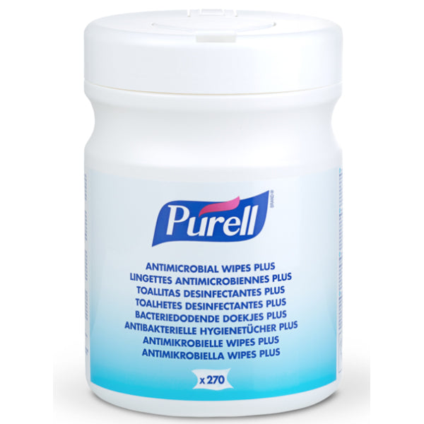 PURELL ANTIMICROBIAL WIPES PLUS CANISTER 270 WHITE C/S 6