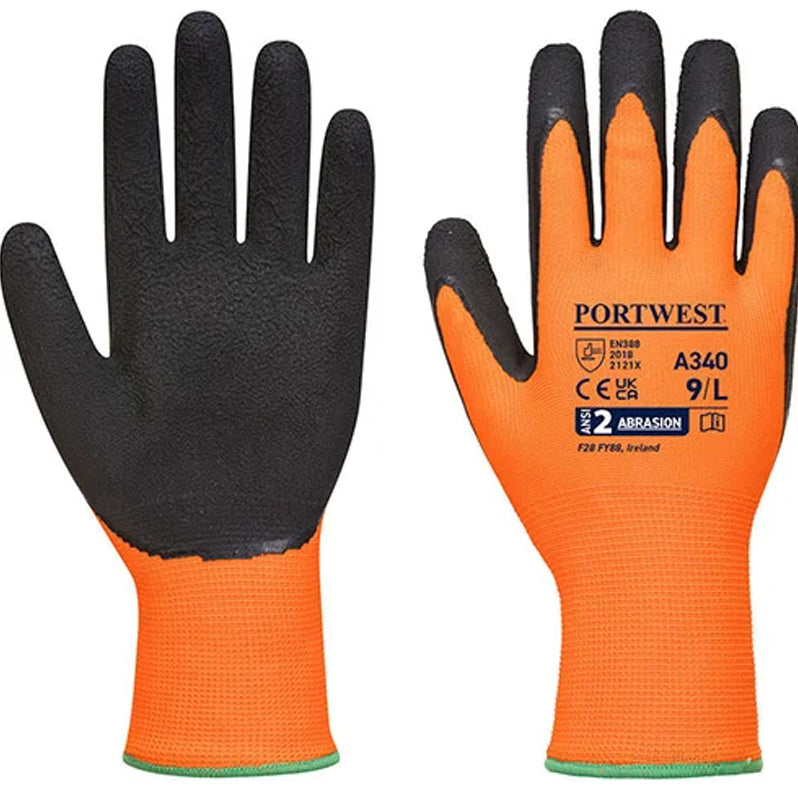 PORTWEST HI VIS GRIP GLOVE OR/BK XL