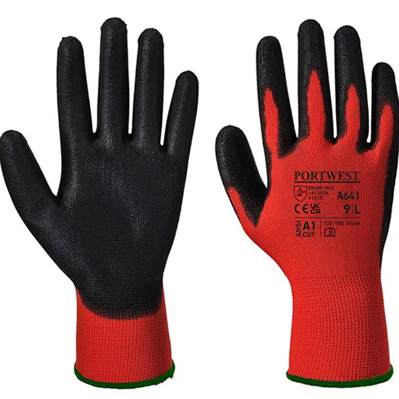 PORTWEST PU GLOVE RED/BLACK A641