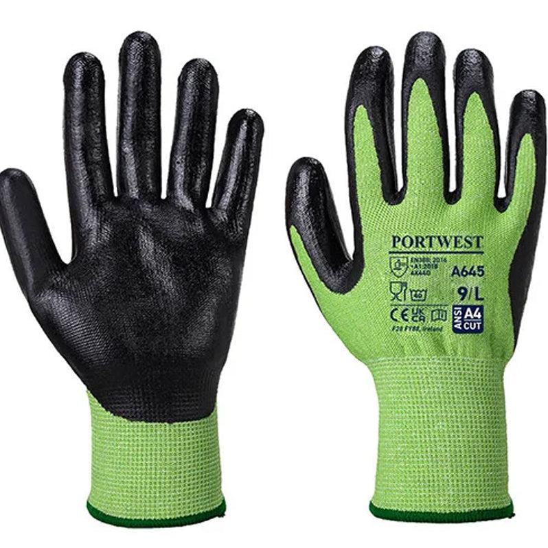 PORTWEST GREEN CUT NITRILE FOAM GRN/BLK GLOVES