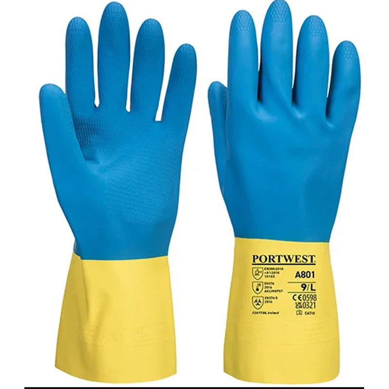 PORTWEST DOUBLE DIPPED LATEX GAUNTLET GLOVE A801