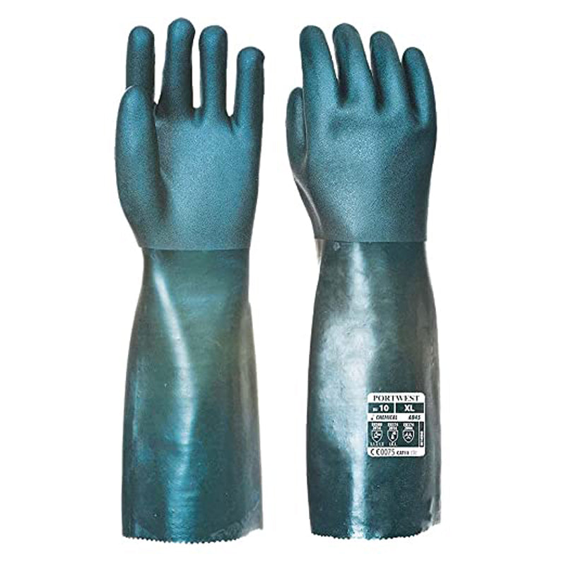 PORTWEST DOUBLE DIPPED PVC GAUNTLET GREEN XL