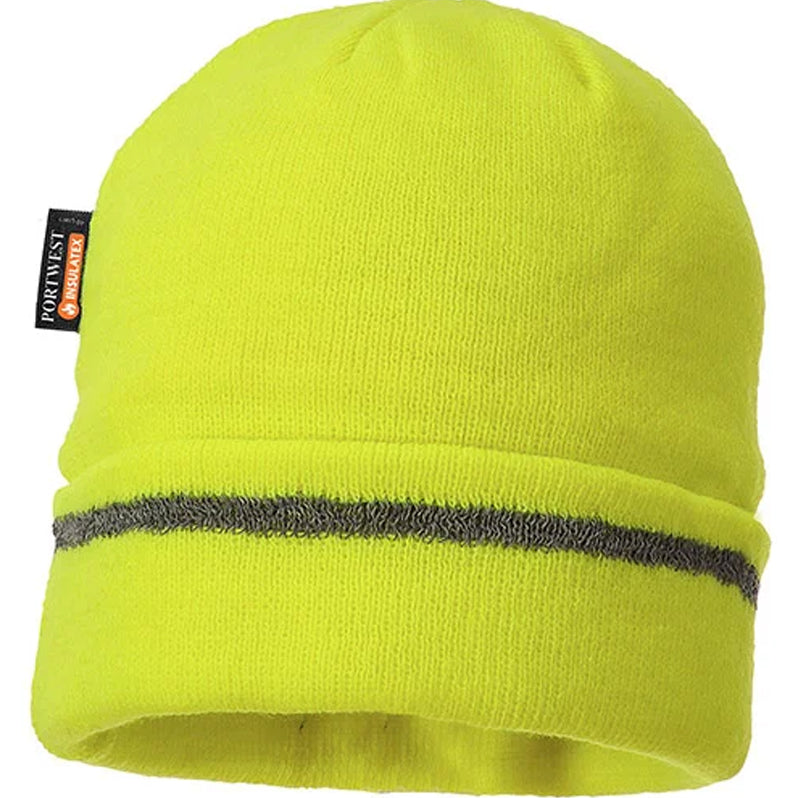 PORTWEST REFLECTIVE TRIMKNIT HAT INSULATEX LINED YELLOW