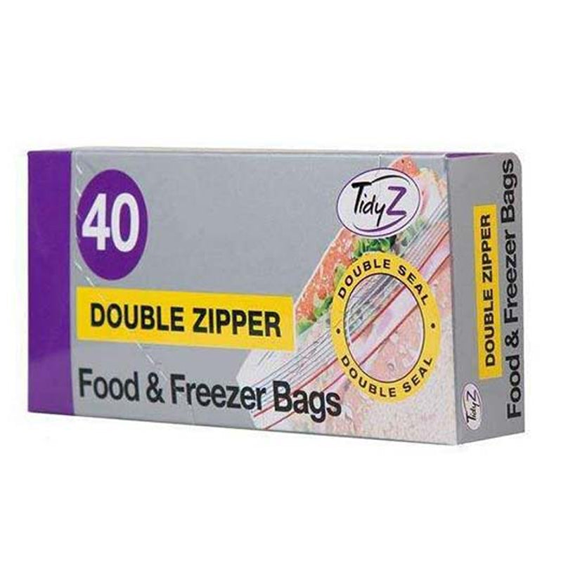 TIDYZ FOOD & FREEZER DOUBLE ZIPPER BAG 40PK