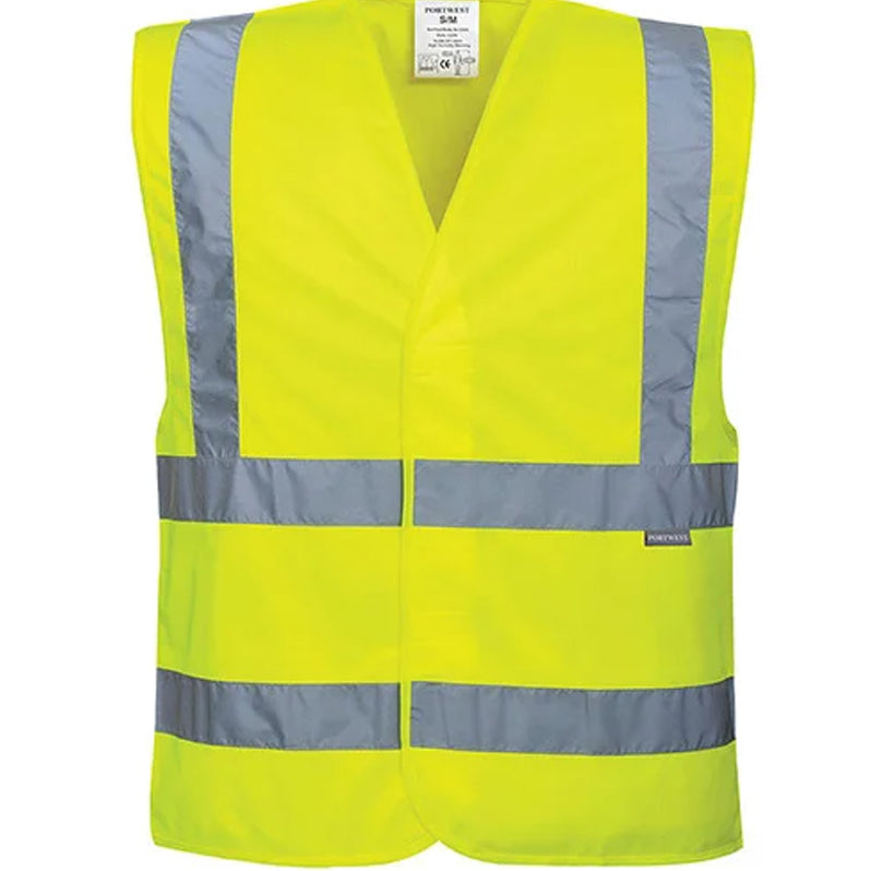 PORTWEST HI VIS BANDED VEST YELLOW