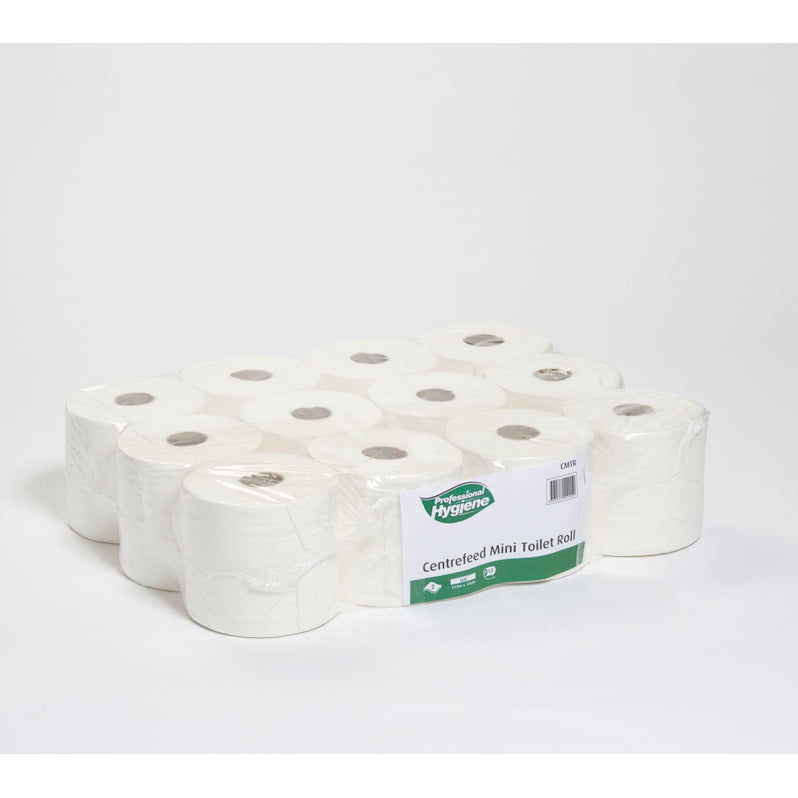 CENTREFEED MINI TOILET ROLL 2PLY 112Mx135M C/S12