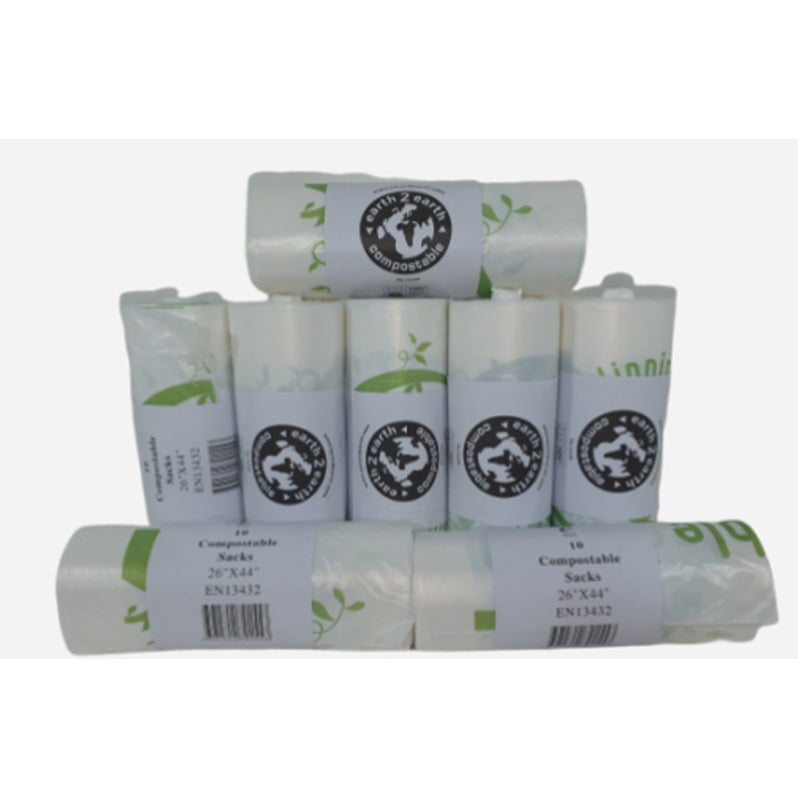 REFUSE BAGS FOOD WASTE COMPOSTABLE, 26X44 IVORY CLEAR C/S100