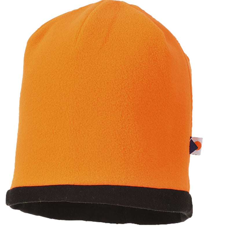 PORTWEST REVERSIBLE HI-VIS BEANIE HAT OR/BK HA14