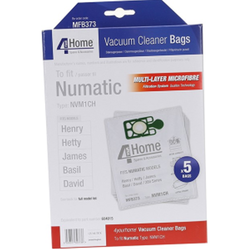 VACUUM BAGS, MICROFIBRE NUMATIC 5PK