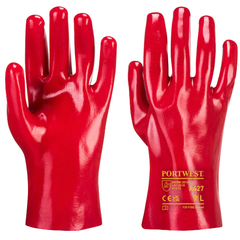 A427 PVC GAUNTLET GLOVE RED XL