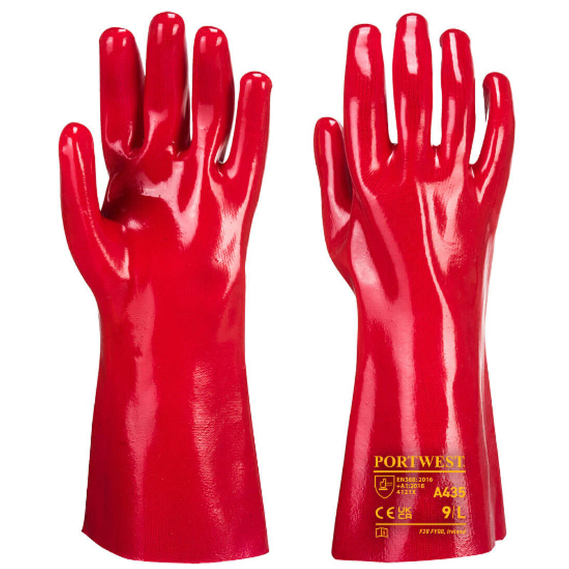 A435 PVC GAUNTLET GLOVE RED XL