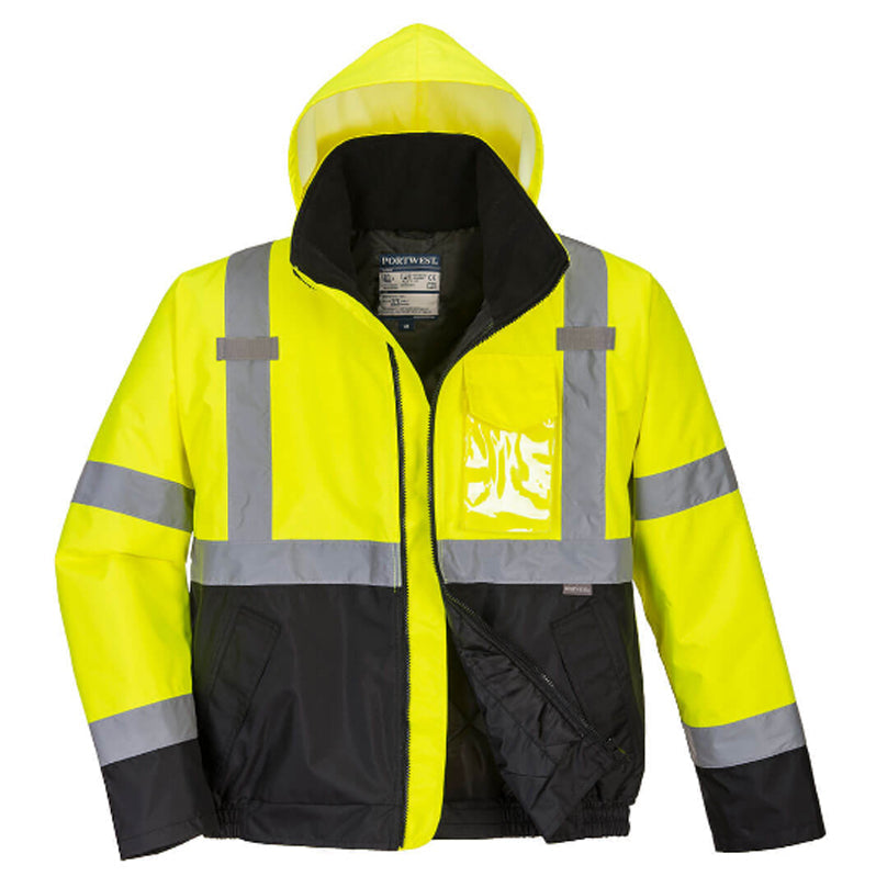 PORTWEST HI-VIS CONTRAST WINTER BOMBER JACKET YE/BK