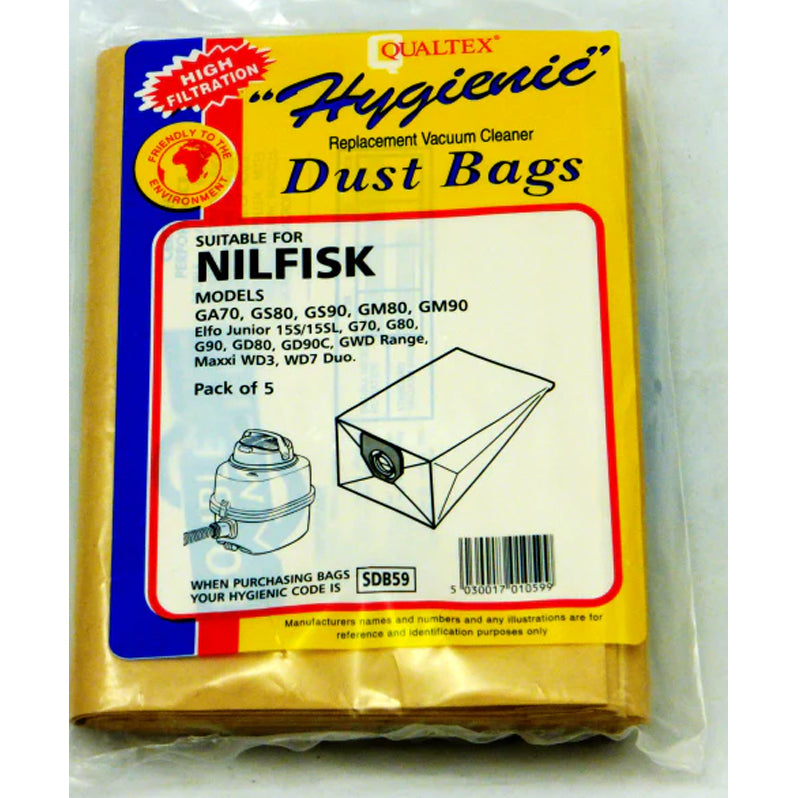 VACUUM BAGS,NILFISK GM80P, PK 5
