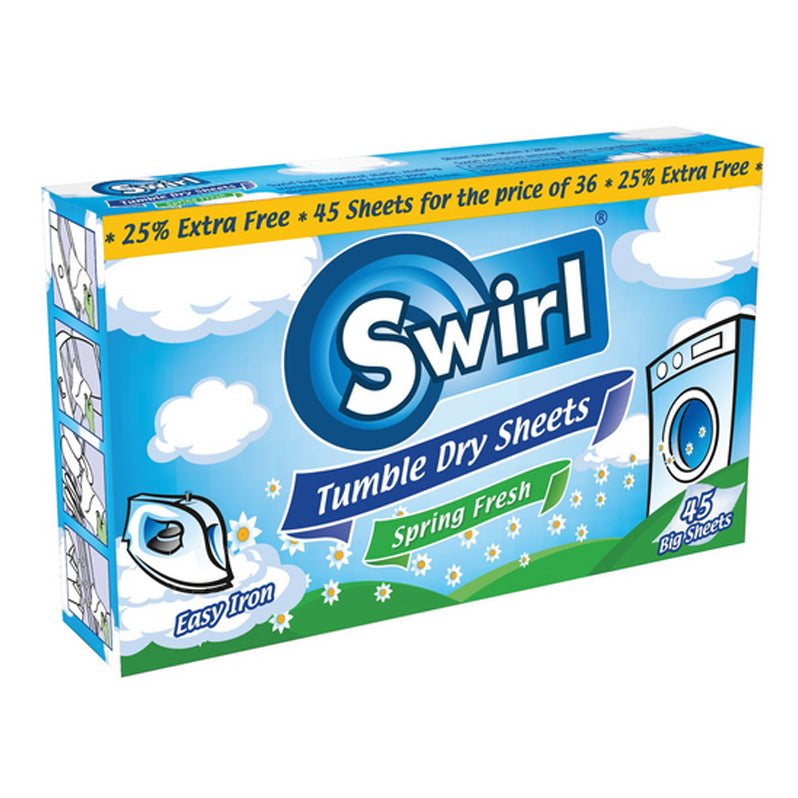 SWIRL TUMBLE DRY SHEETS 45PK - SPRING FRESH